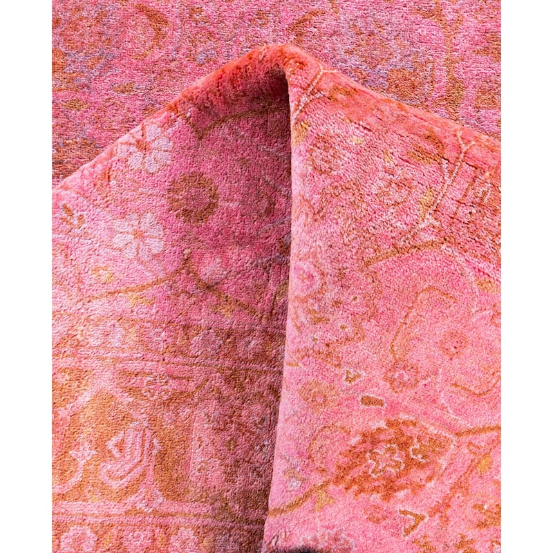 Overdyed One-of-a-Kind Hand-Knotted Runner Rug - Pink - 3' 1" x 8' 1"