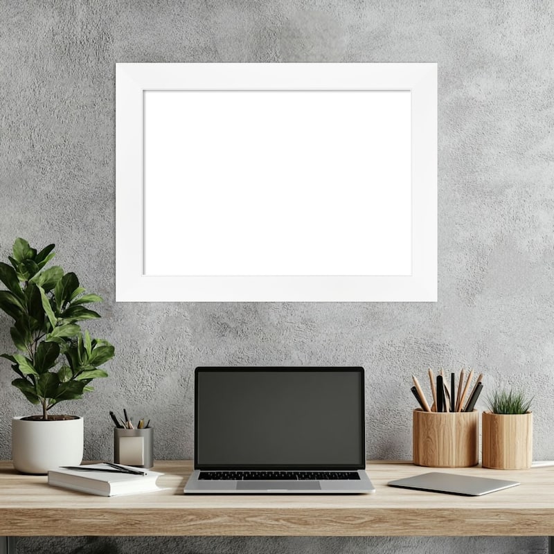 Amanti Art Cabinet White Narrow Framed Dry Erase Magnetic Board