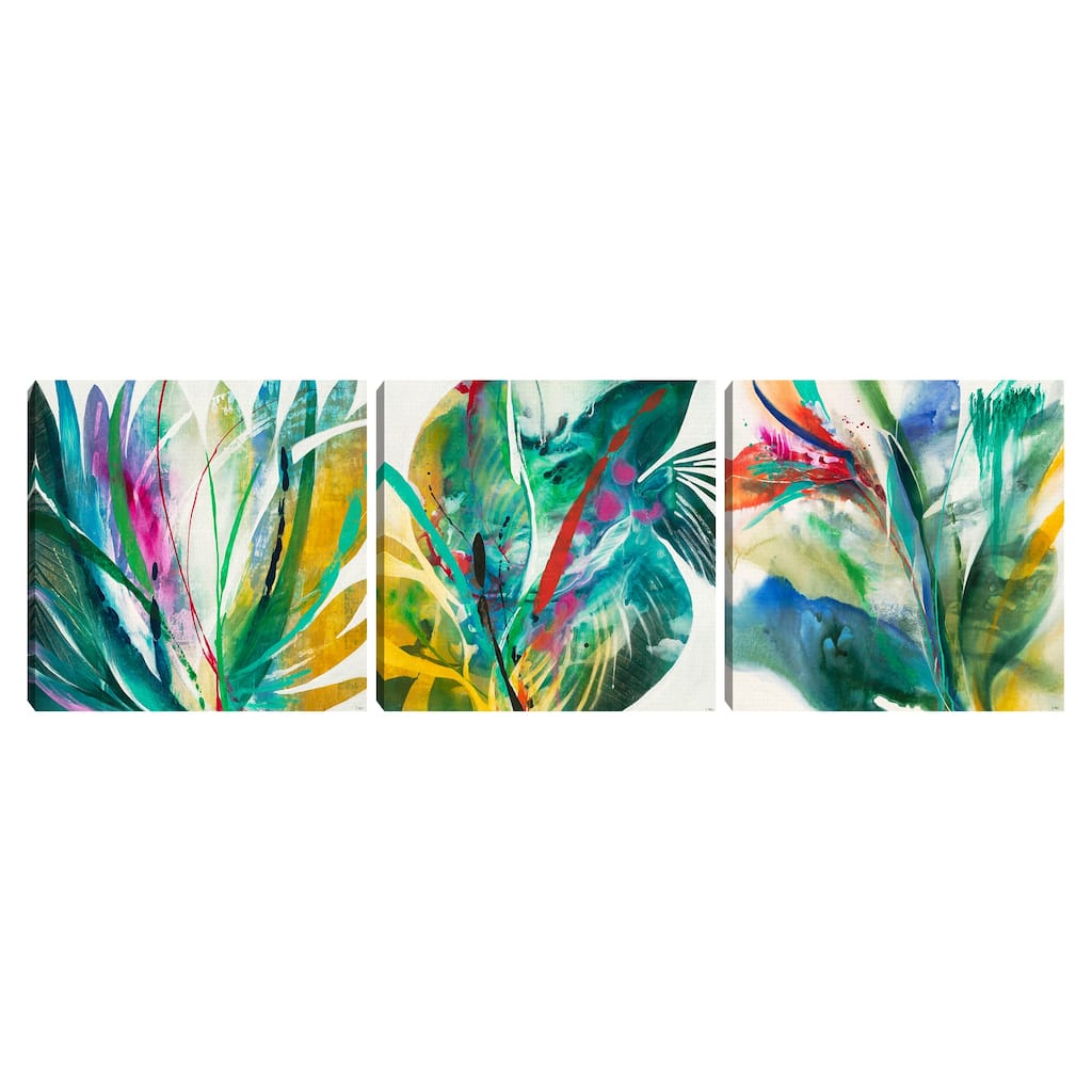 Agave & Bird of Paradise & Palm Leaves Canvas Art Prints