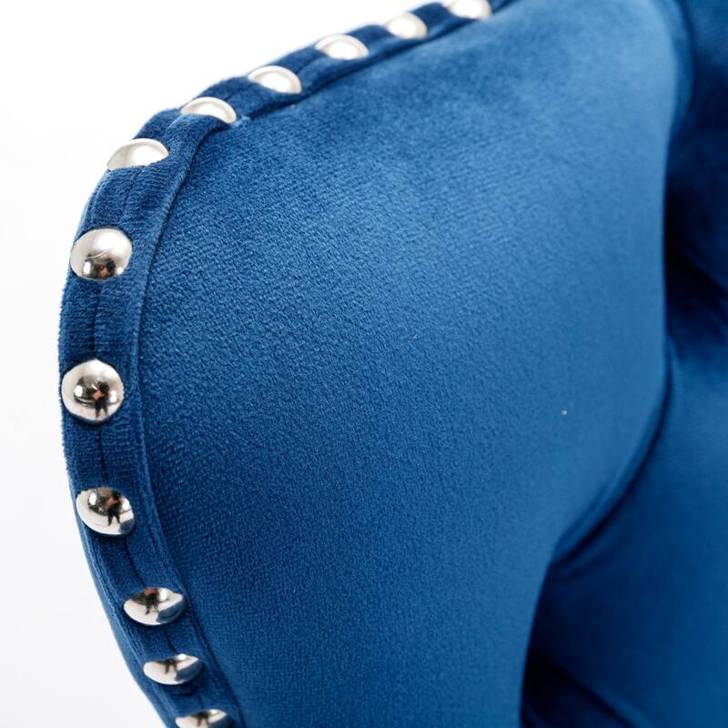 Roomfitters Swivel Velvet Bar Stools Set of 2, Adjustable Height Tufted Counter Chairs with Chrome Base and Nailhead Trim