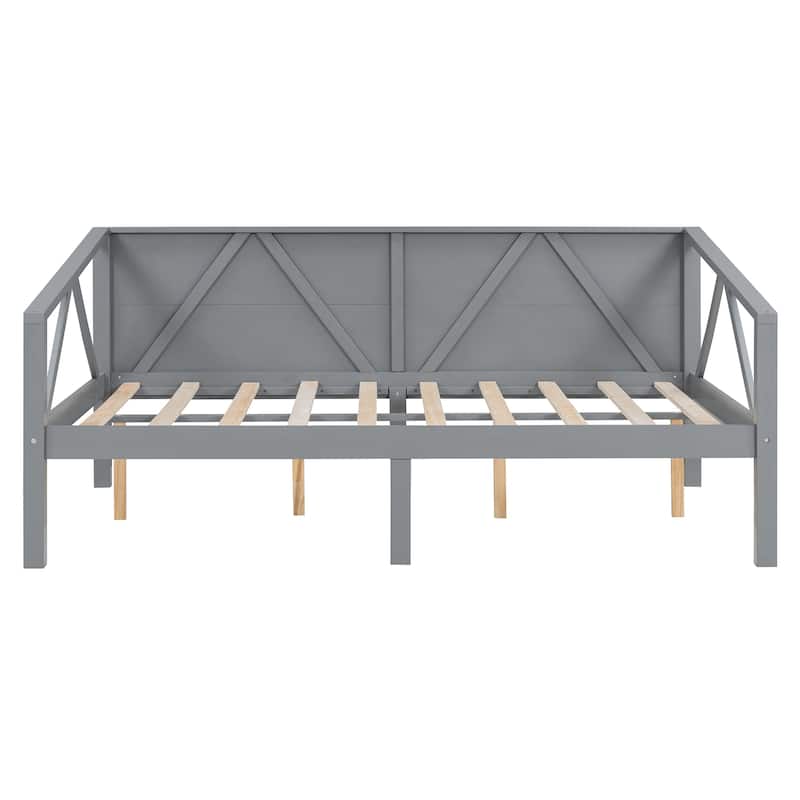 Twin/Full Size Simple Design Daybed, Wood Platform Bed Frame, Modern Sofa Bed