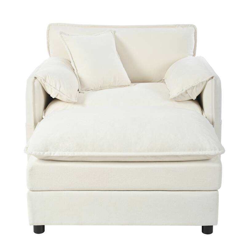 Chenille Upholstered Accent Chair / Oversized Single Sofa Lounge Chair / Deep Seat Reading Sofa Armchair