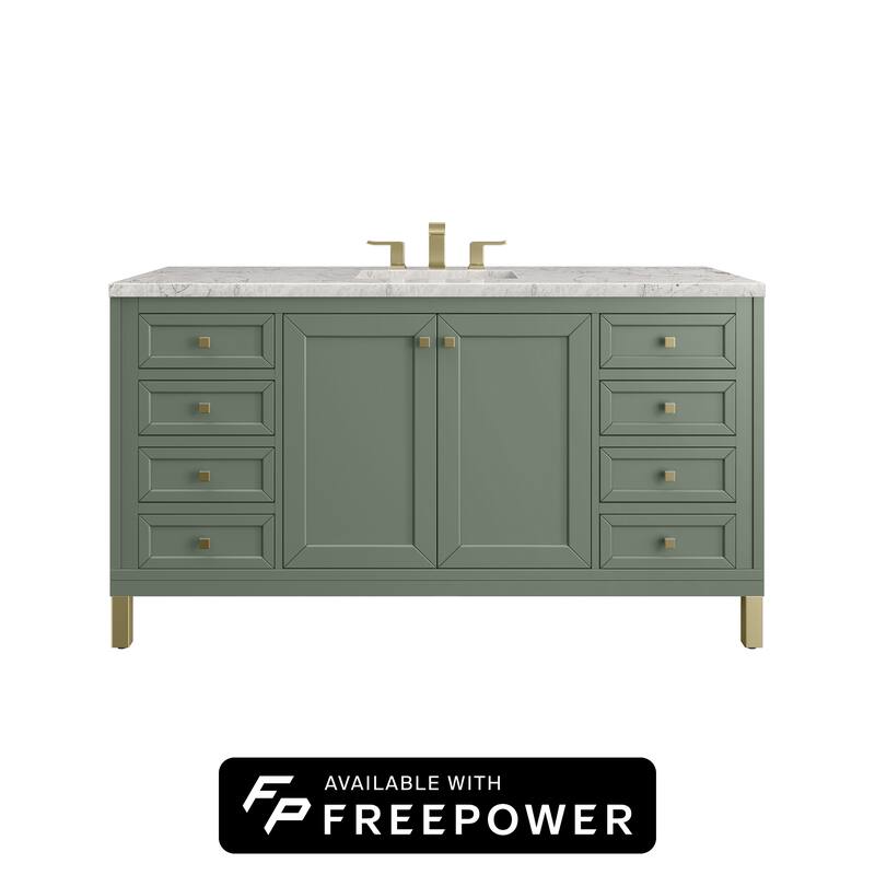 Chicago 60" Single Vanity, Smokey Celadon, w/ FreePower Wireless Charger