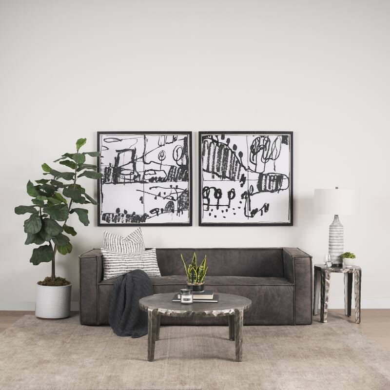 Jenna Cream w/ Black Print Linen Square Decorative Pillow Cover