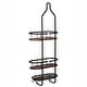 preview thumbnail 10 of 14, Utopia Alley Tia Rustproof Teak Overhead Shower Caddy with 3 Shelves, Hanging Shower Head Organizer, Black & Chrome Finish