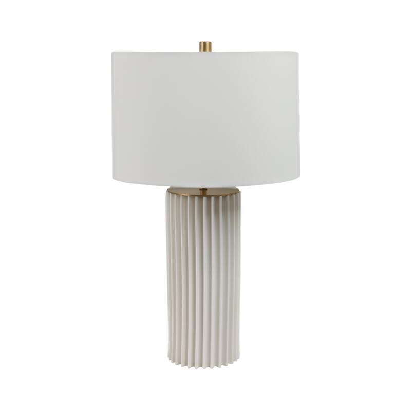 Ceramic Table Lamp Pleated Base with Fabric Drum Shade - 27" White - 15" x 15" x 27"