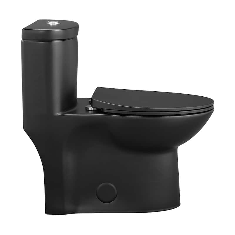 Besanon One-Piece Elongated Toilet Dual-Flush In Matte Black 1.1/1.6 Gpf - 27.75" x 15.55" 28.4"