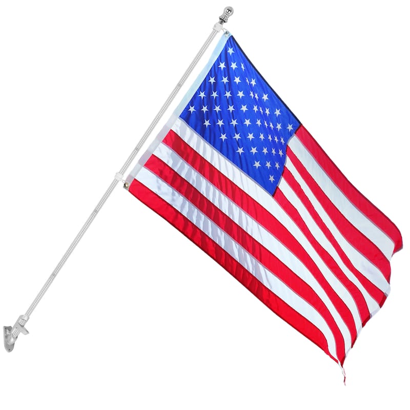 6ft Flag Pole Kit - Stainless-Steel Flagpole with Rotating Rings to Prevent Tangles by Pure Garden (Silver)