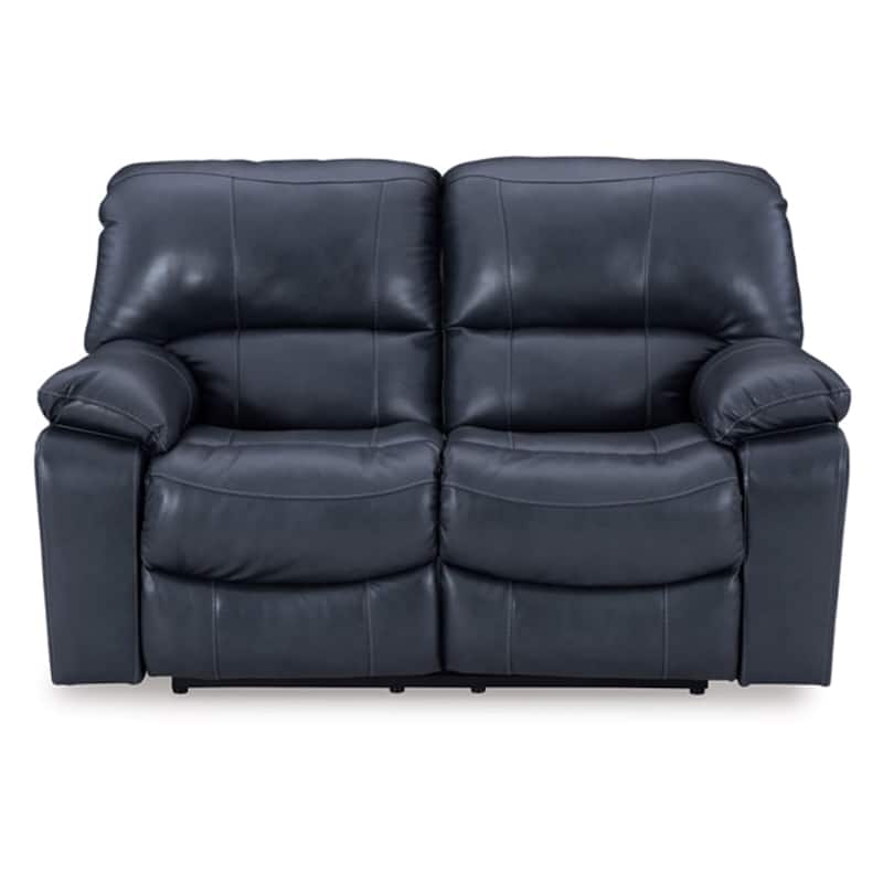 Leesa Power Recliner Loveseat, Ocean Blue Leather, USB Port, 65 Inch