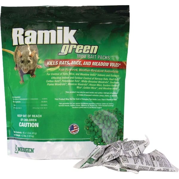 Ramik Green Pellet Bait Pack Rat And Mouse Poison (45Pack) 1 Each