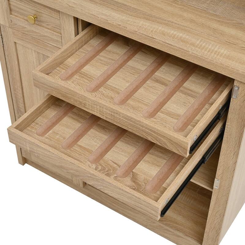 Farmhouse 74.8" Tall Kitchen Pantry with Hutch, Freestanding Kitchen Storage Solution for Modern Homes