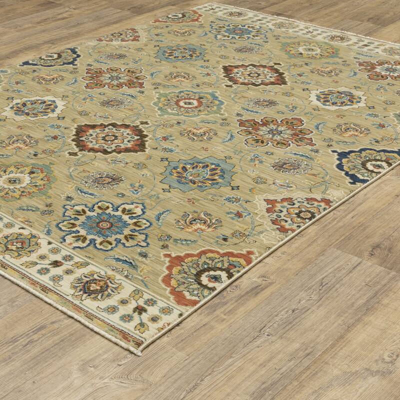 Style Haven Federica Bohemian Panel Tan/Multi Fringe Edge Area Rug
