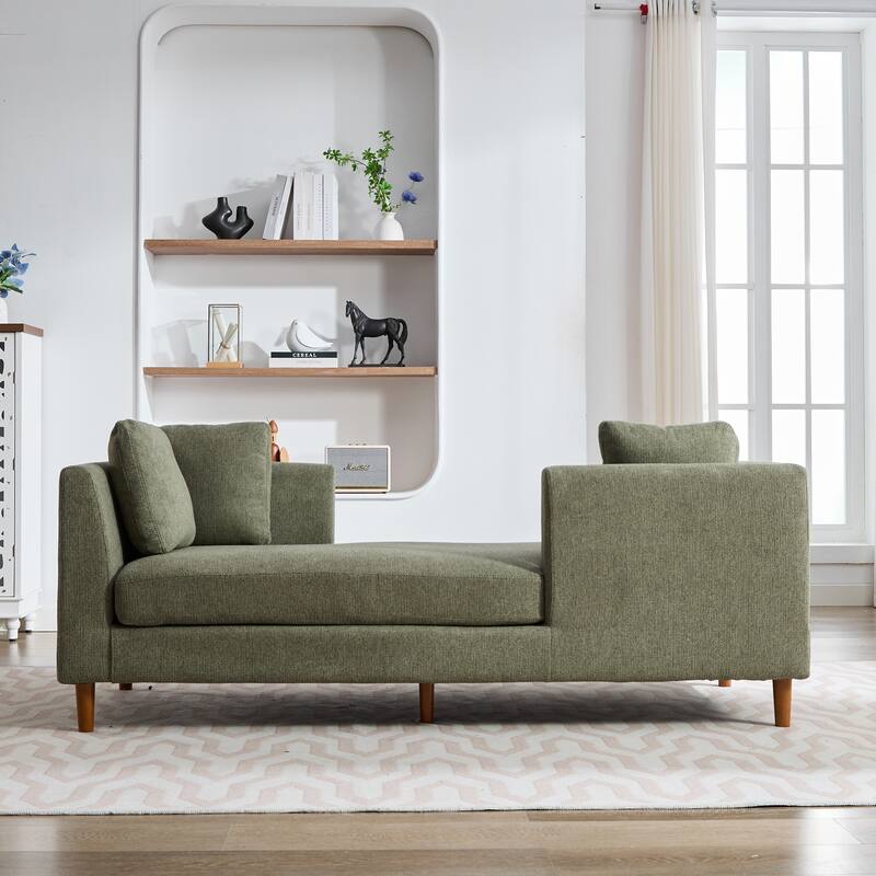 77.95'' Wide Modern Double-Sided Upholstered Chaise Lounge Indoor,Chenille Fabric Sleeper Sofa Couch With 4 Throw Pillows