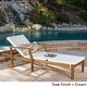 preview thumbnail 19 of 17, Perla Outdoor Acacia Wood Chaise Lounge with Cushion by Christopher Knight Home Blue