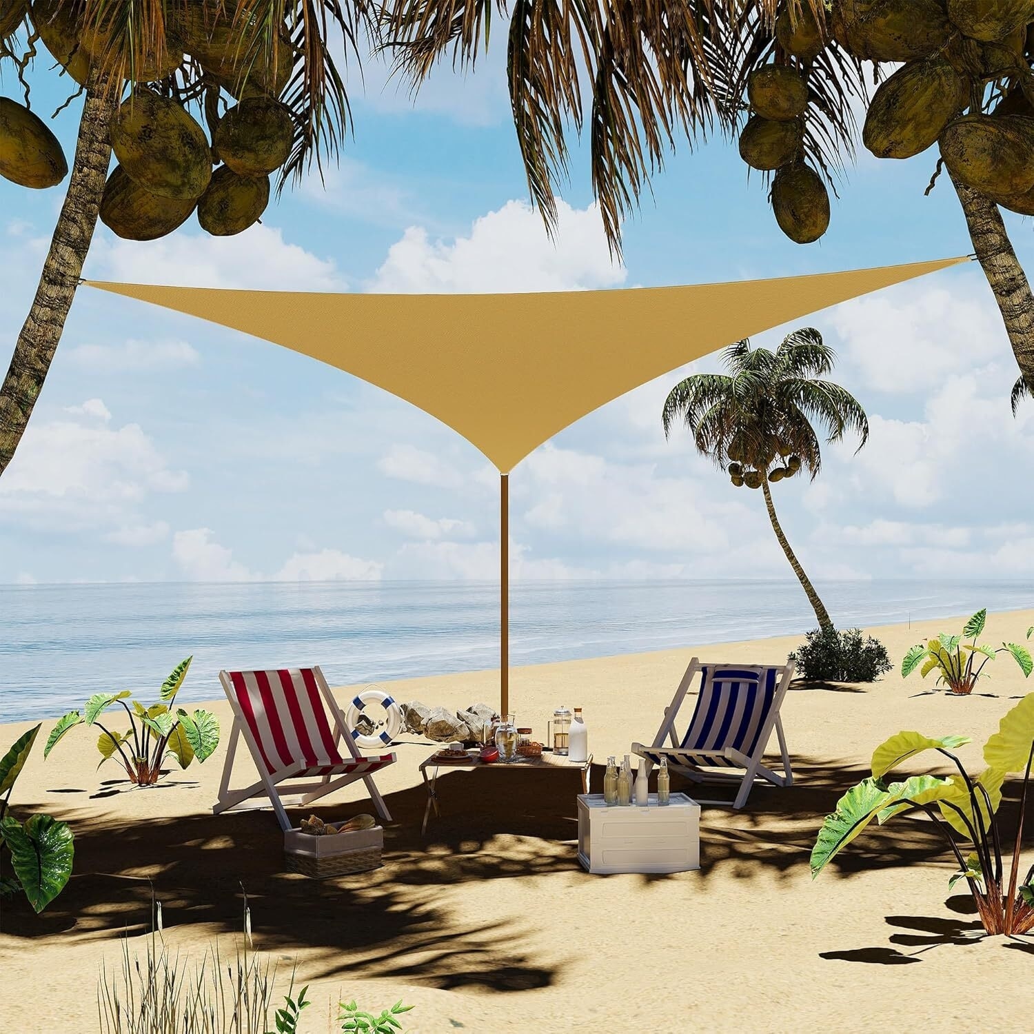 12'X12'X12' Triangle Sun Shade Sail Shade Cloth, Sunshade for Patio, Backyard, Deck, Garden, Sand