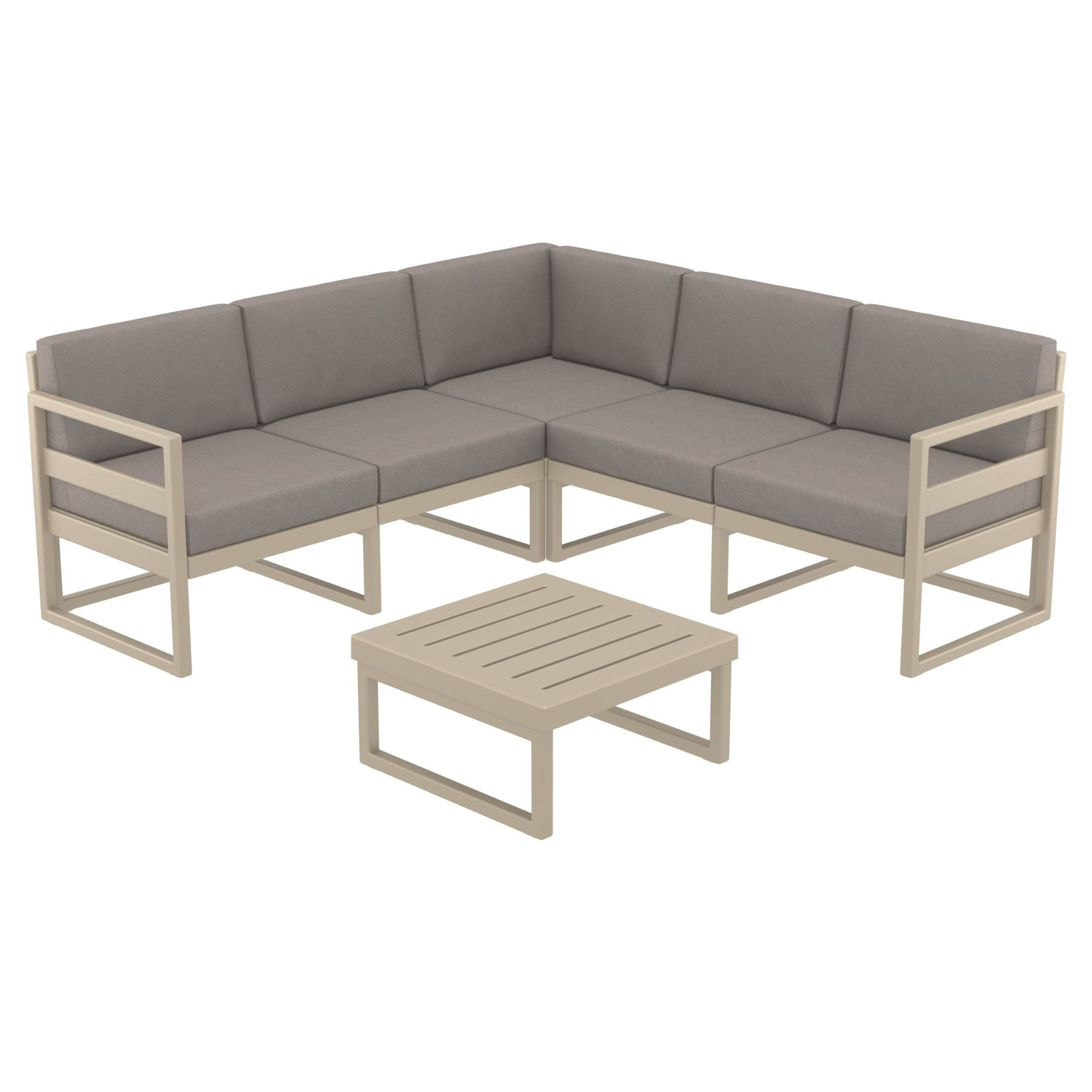2 Piece Taupe Outdoor Patio Sectional Lounge Set with Sunbrella Cushion 78.75"