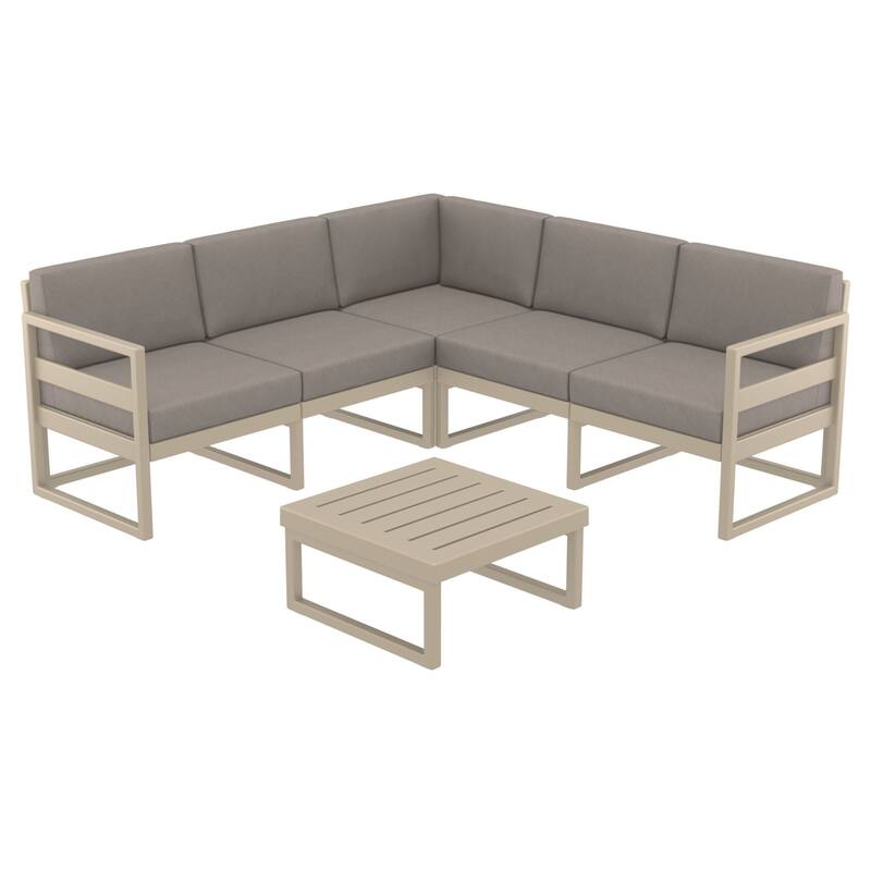 2 Piece Taupe Outdoor Patio Sectional Lounge Set with Sunbrella Cushion 78.75"
