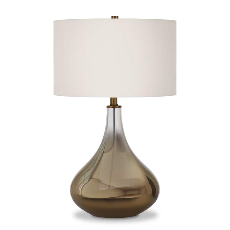 25" Glass Gourd Table Lamp with White Drum Shade - 15" x 15" x 25.5"