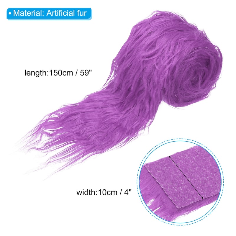 59" x 4" Plush Faux Fur Fabric Precut Strips Faux Fur Ribbon - Light Purple