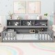 preview thumbnail 10 of 35, Floor Bed for Kids with Safety Guardrails & Bedside Bookcase, Wood Montessori Bed Frame with Shelves for Girls & Boys Grey - Twin