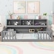 preview thumbnail 20 of 35, Toddler Floor Storage Bed with Bedside Bookcase, Shelves, Fence Guardrails, No Door, No Slats for Boys Girls Children's Room