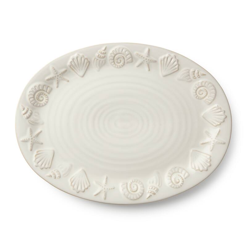 Certified International Coastline Cream Oval Platter 16" x 12" - 16.00"L x 12.00"W x 1.25"H