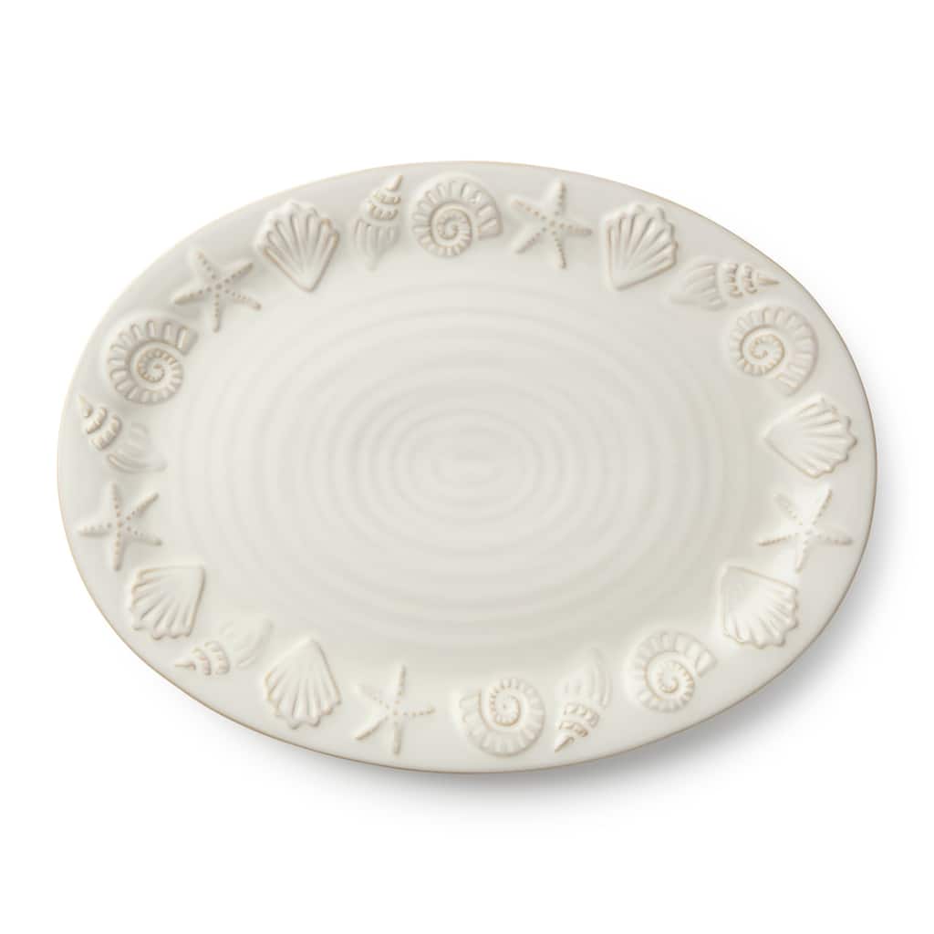 Certified International Coastline Cream Oval Platter 16" x 12" - 16.00"L x 12.00"W x 1.25"H