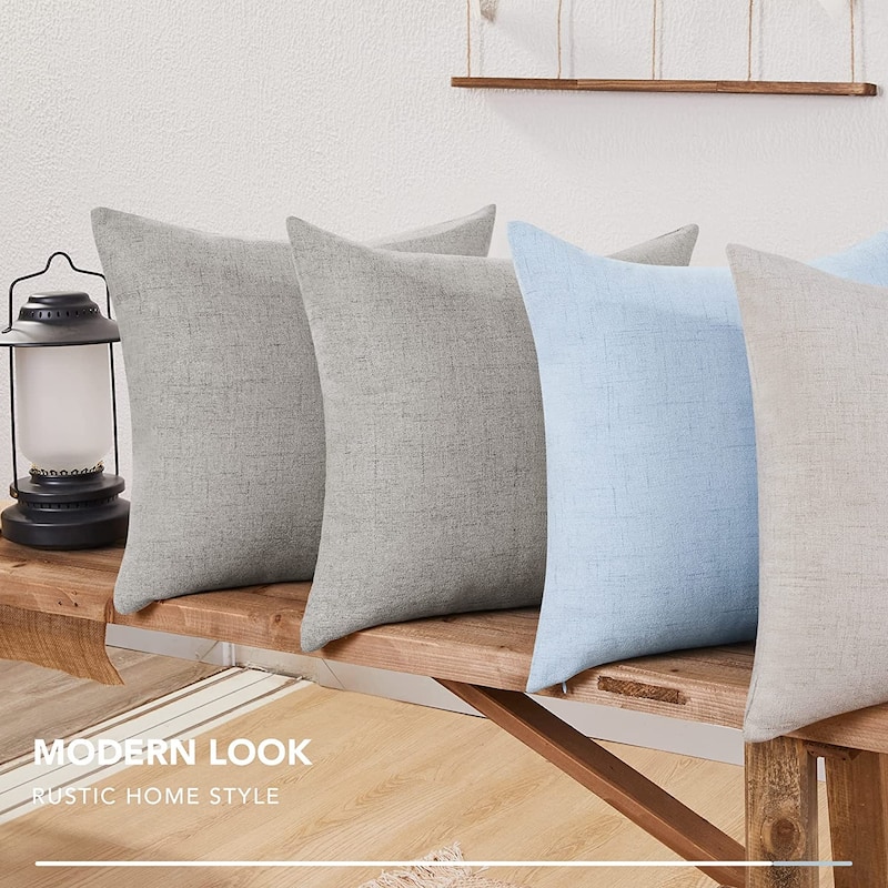 Deconovo Faux Linen Throw Pillow Covers 4 PCS(Cover Only)