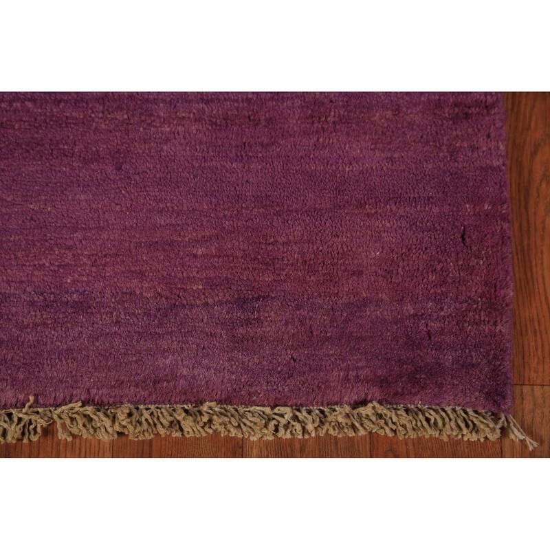 Purple Gabbeh Modern Rug Hand-Knotted Wool Carpet - 3'4" x 3'7"