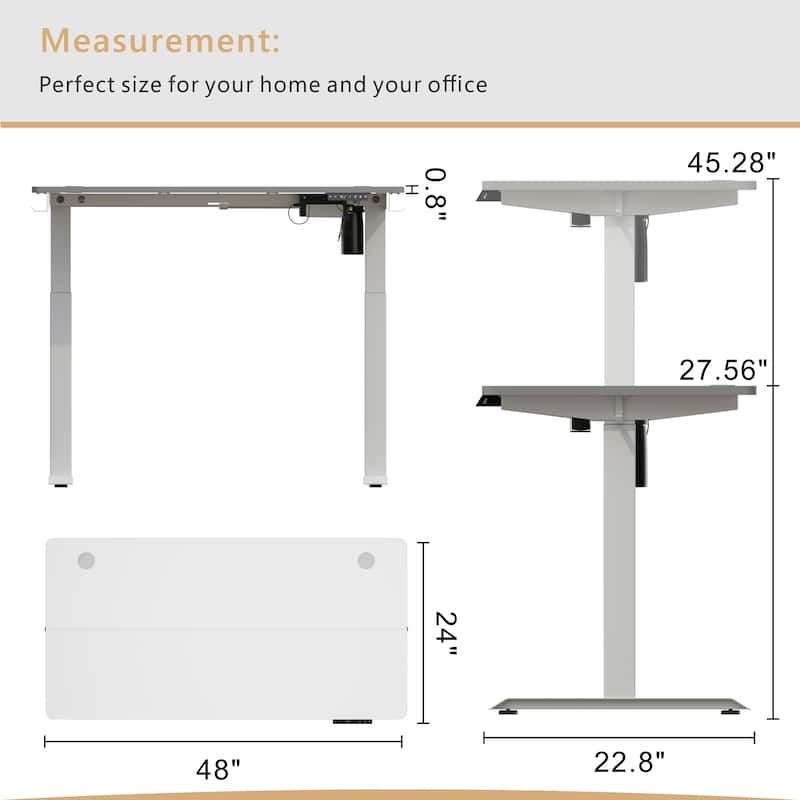 Futzca Height Adjustable Electric Standing Desk Sit Stand Computer Stand up Desk with Splice Board(White)