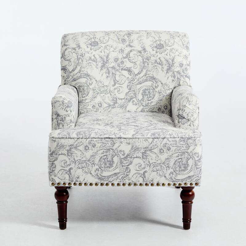 2 Set Upholstered Accent Chairs Nailhead Trim Armchairs