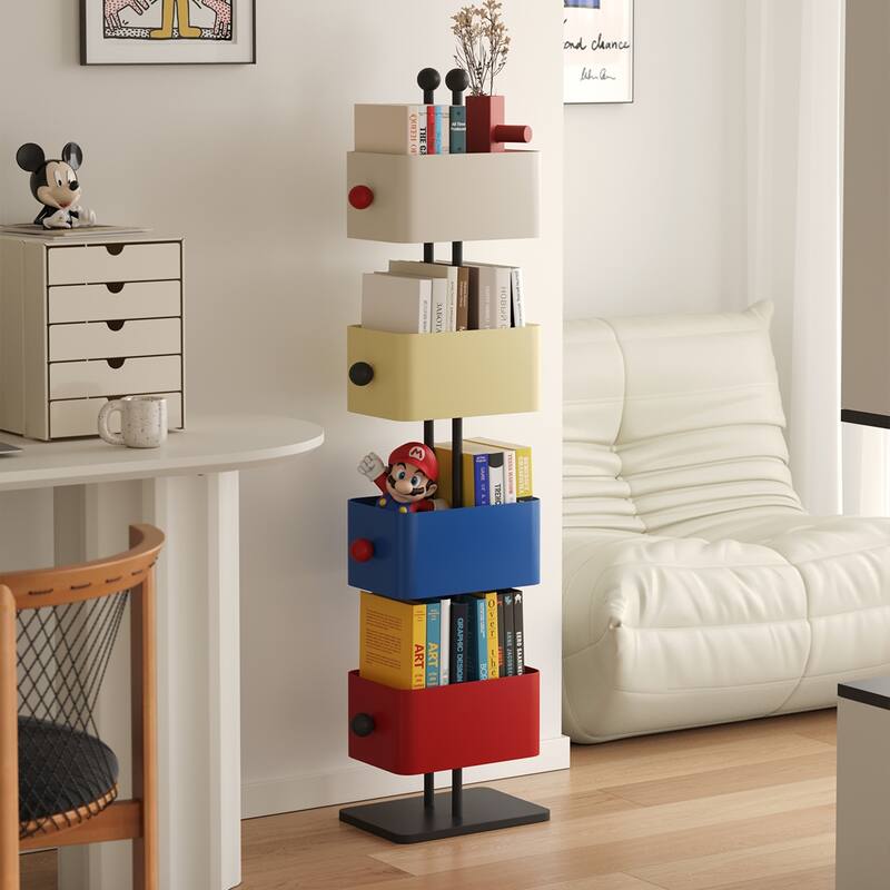 Box Bookshelf Bedside Shelf Side Table Placement Shelf Home Corner Placement Shelf Simple Colored Bedroom Iron Magazine Rack