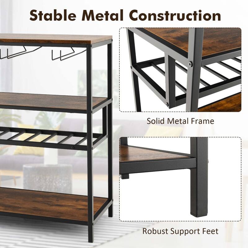 Costway Rustic Wine Rack Table 13 Bottles Wine Bar Cabinet - See Details