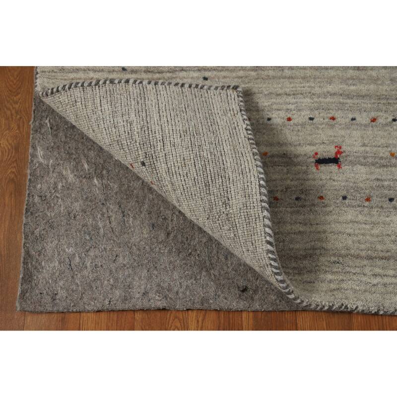 Hand Knotted Oriental 100% Wool Carpet Tribal Animal Pictorial Greys & Charcoal Gabbeh Area Rug - 7' 9'' X 5' 1''