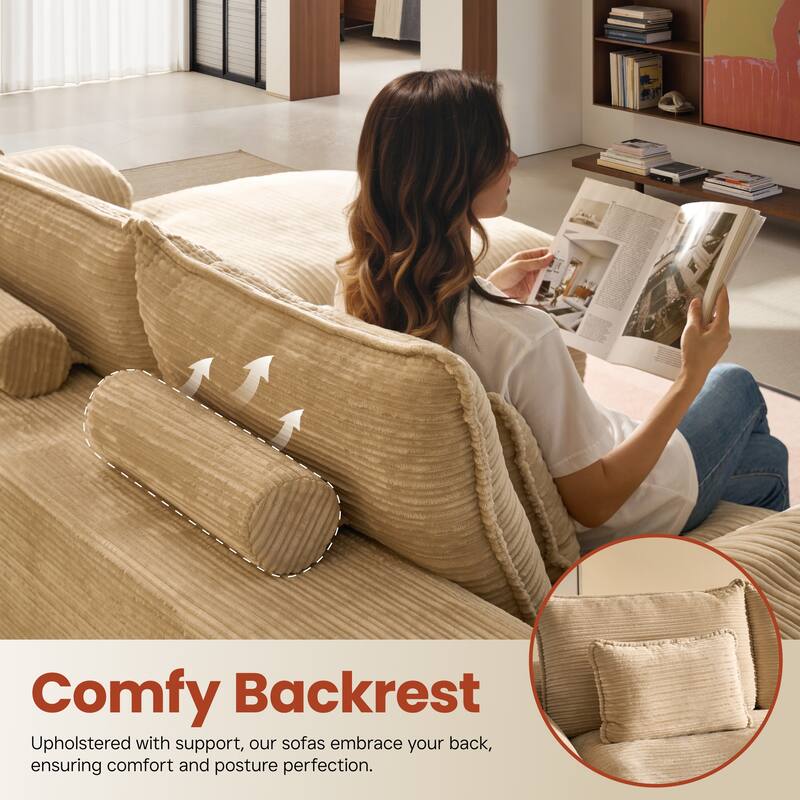 OVIOS L-Shaped Sofa with Dual-Tone Stripe Fabric​