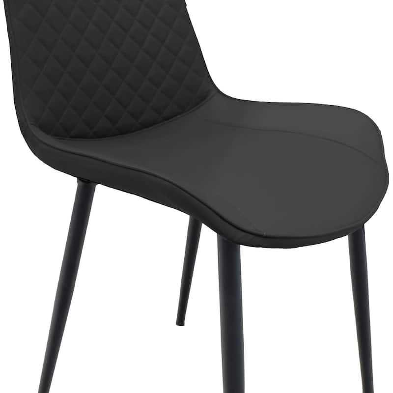 Black PU Leather Dining Chair Set of 4 with Metal Legs