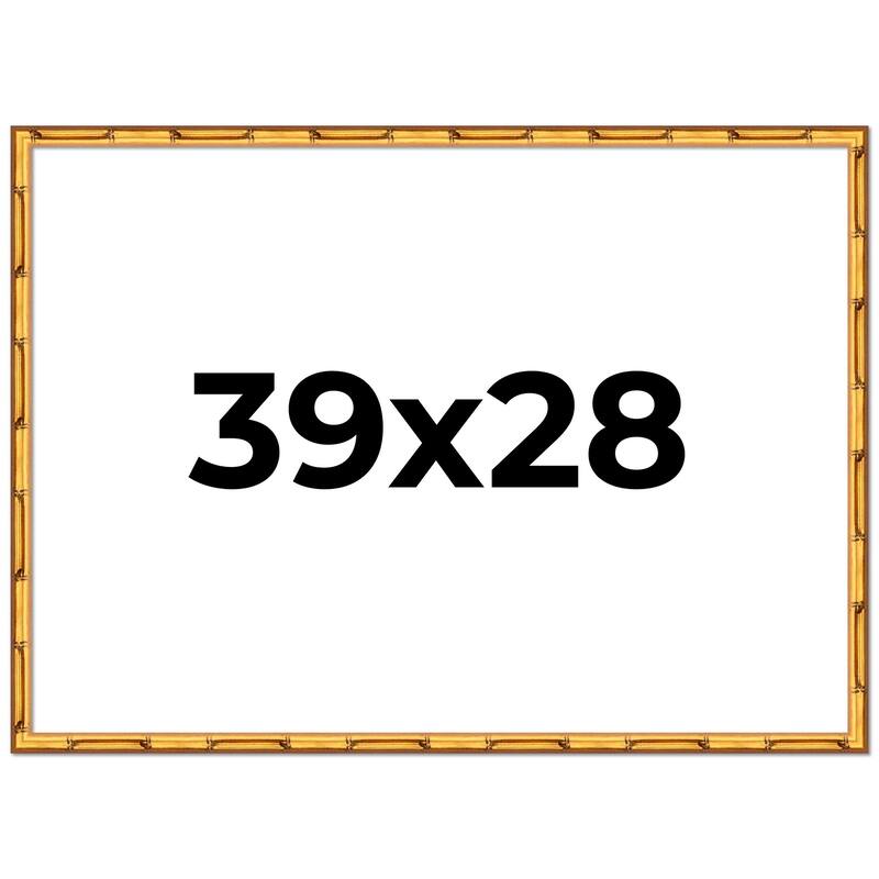 39x28 Frame Gold Bamboo Picture Frame Modern Photo Frame Includes UV Acrylic Shatter Guard Front Acid Free Foam Backing Board