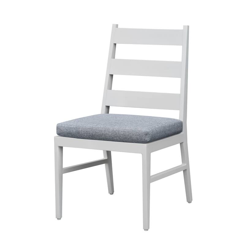 Nash Outdoor Aluminum Ladder Back Dining Chair, Buff (Set of 2)