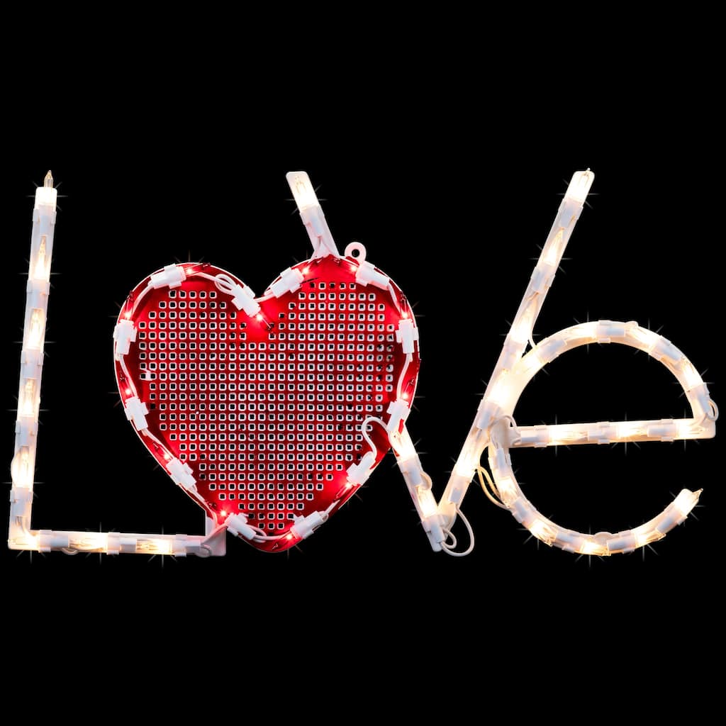 17" White Red "LoVe" Heart Valentine's Day Window Silhouette Decor