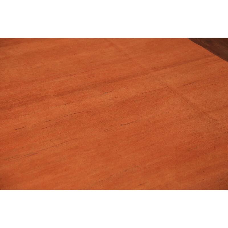 Gabbeh Oriental Area Rug Hand-Knotted Orange Wool Carpet - 6'5" x 9'6"