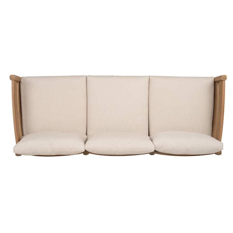 Christopher Knight Home- Maeve Outdoor Curved Acacia Wood 3 Seater Sofa