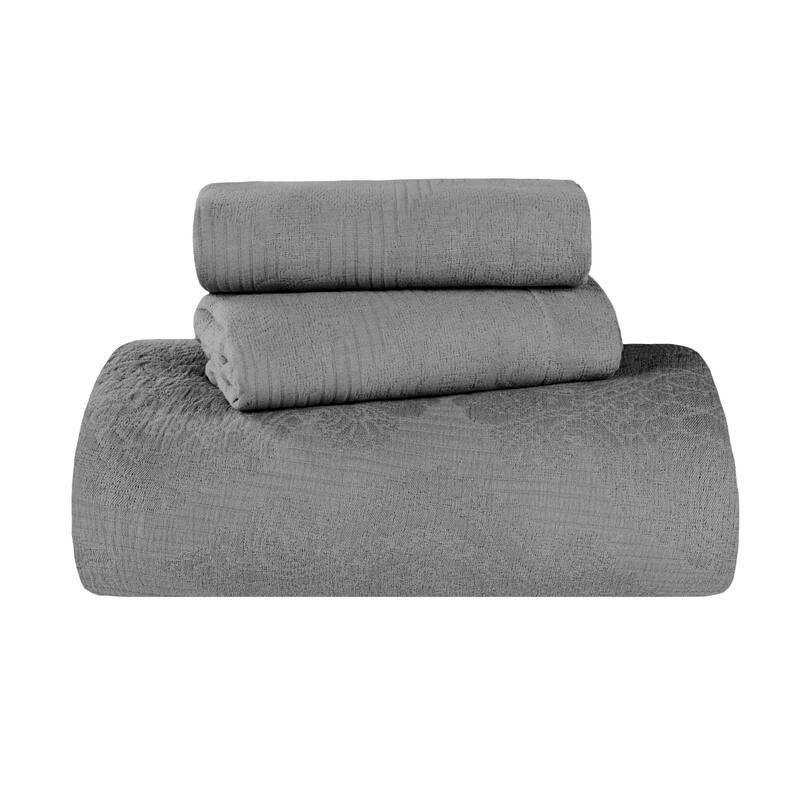 Superior Victory Cotton Matelasse Jacquard Medallion Scroll Bedspread Set