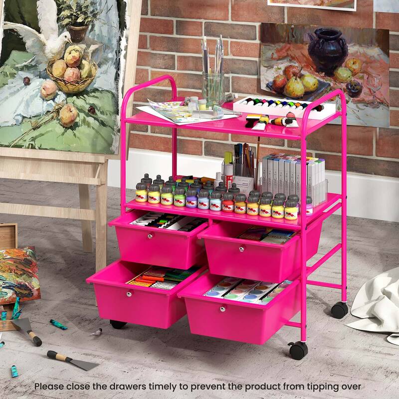 Costway 4Drawer Rolling Storage Cart shelf Scrapbook Paper Office - See Details