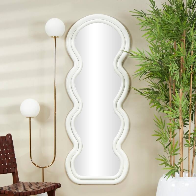 Black or White Wooden Abstract Wavy Wall Mirror with Layered Frame