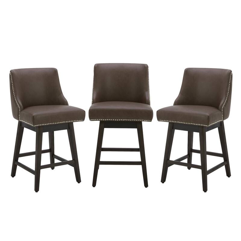 Spruce & Spring Oliver Counter Height Swivel Barstool Set - Set of 3 - Chocolate Brown - Counter Height