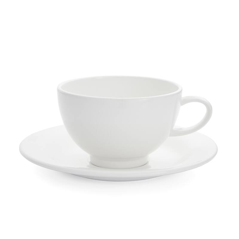 Portmeirion Soho White Teacup and Saucer Set of 4 10 Ounce Cups Bed