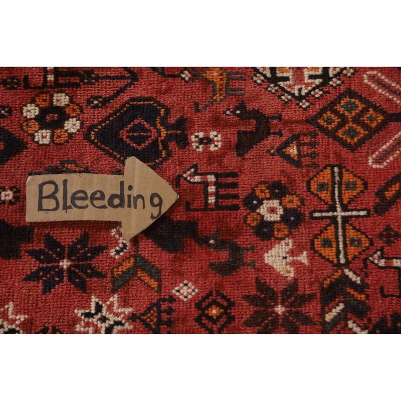 Tribal Red Shiraz Persian Vintage Area Rug Hand-Knotted Wool Carpet - 6'8"x 10'0"