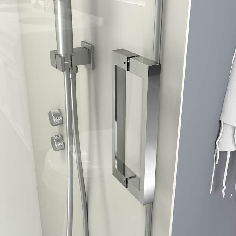 ABRUZZO 56-60" W x 76" H Frameless Soft-Closing Single Sliding Shower Door 1/4" (6mm) Explosion-Proof Tempered Glass
