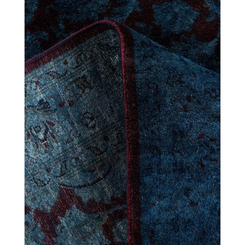 Overton Hand Knotted Wool Vintage Inspired Modern Contemporary Overdyed Blue Area Rug - 3' 1" x 5' 3"