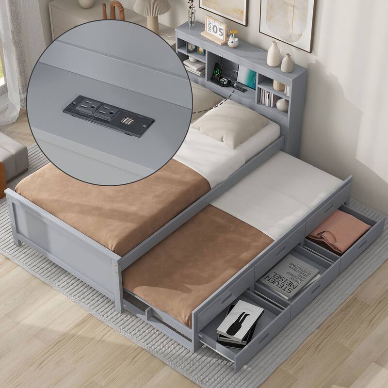 Twin Size Platform Bed with Headboard